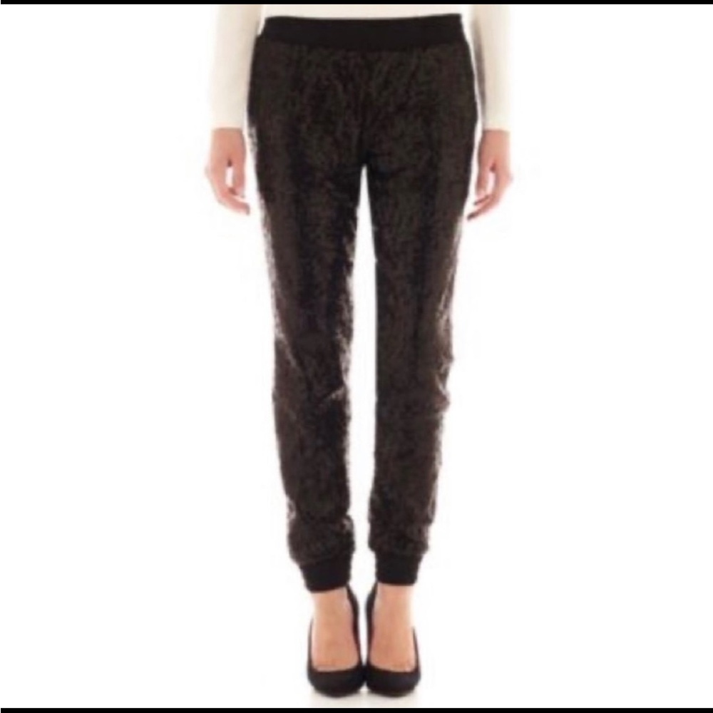 Black Sequin Joggers Size L